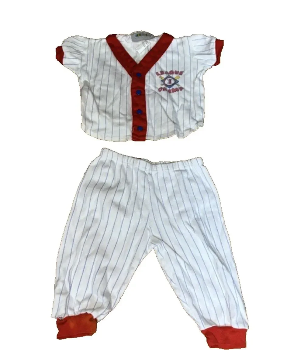 Vintage 90s Childwise Baby Boy Baseball 2-Piece Outfit Set Size 6-9 Months